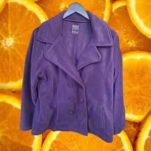 Three Hearts Purple‎ Fleece Pea Coat Size Large